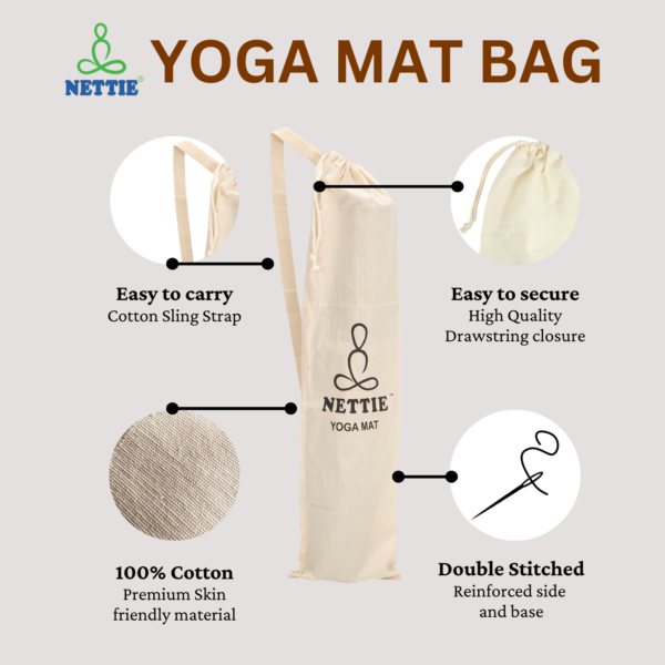 NETTIE Yoga Mat Cotton Carry Bag with Strap – Standard Size